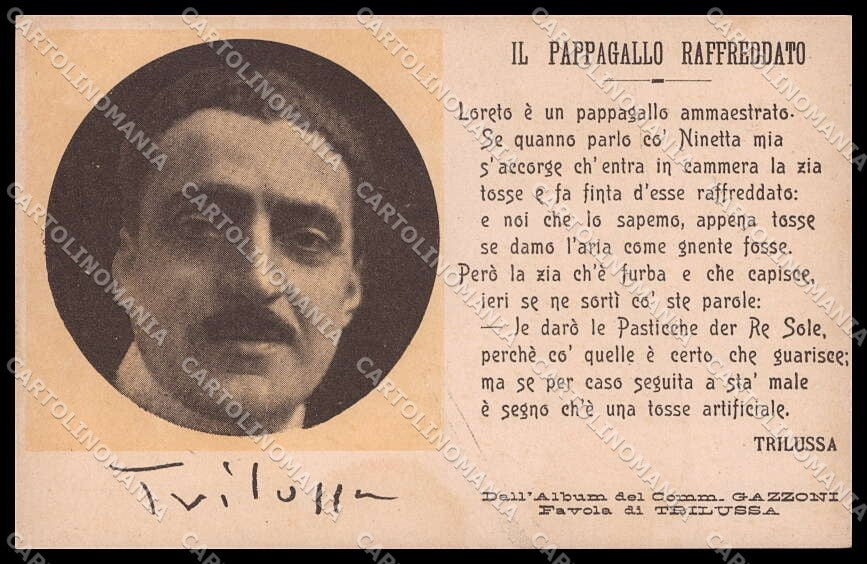 Personaggi Scrittori Trilussa Il Pappagallo Raffreddato cartolina ZG9858 – fronte
