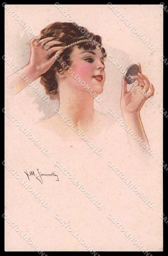 Illustratori Artist Signed Simonetti Lady Make up serie 260-2 cartolina ZG9900 – fronte