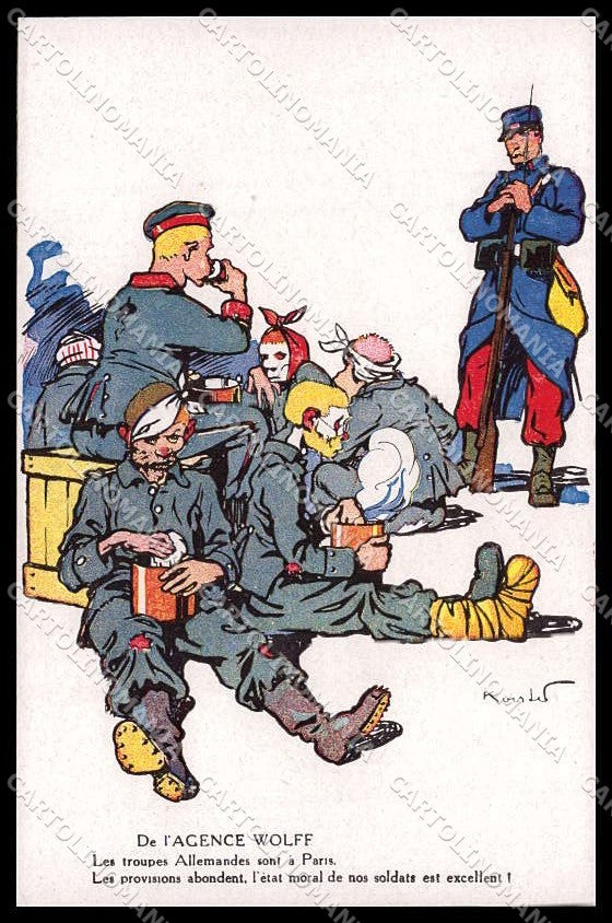 WWI WW1 French Propaganda Koistel Anti German cartolina ZG9928 – fronte