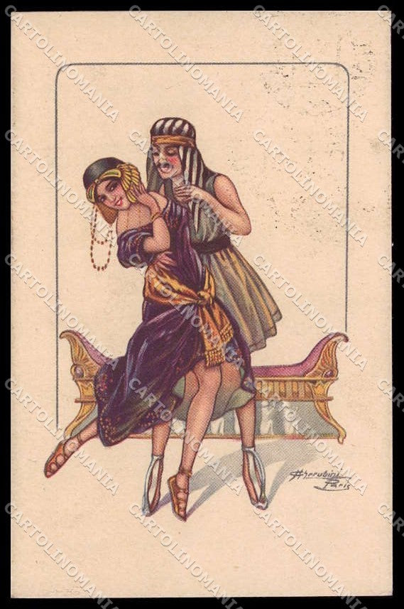 Illustratori Artist Signed Cherubini Romantic Couple Lady serie 402-2 pc ZG9956 – fronte