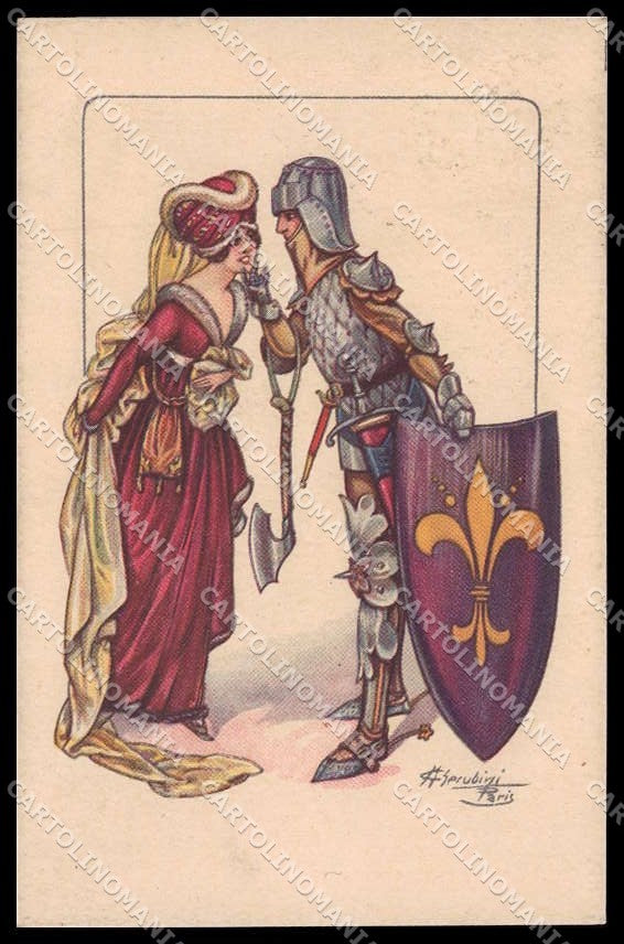 Illustratori Artist Signed Cherubini Romantic Couple Lady serie 402-3 pc ZG9957 – fronte