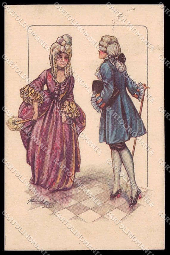 Illustratori Artist Signed Cherubini Romantic Couple Lady serie 402-5 pc ZG9959 – fronte