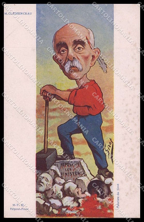 Illustratori Artist Signed Sirat French Politicians Clemenceau cartolina ZG9970 – fronte