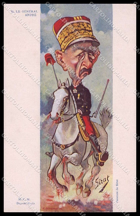 Illustratori Artist Signed Sirat French Politicians General Andre pc ZG9974 – fronte