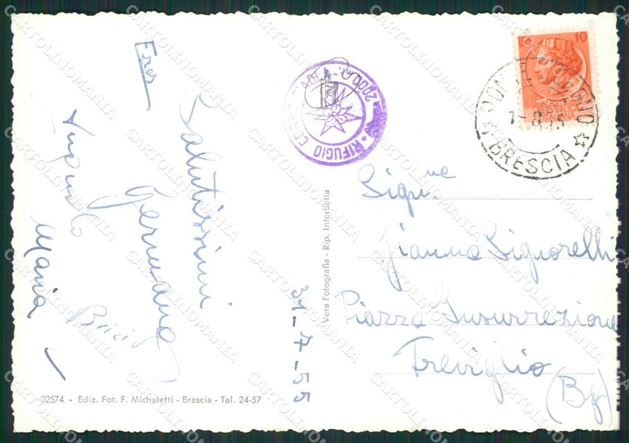 Brescia Ponte di Legno Rifugio Corno Aola Seggiovia Foto FG cartolina ZK0079 – retro