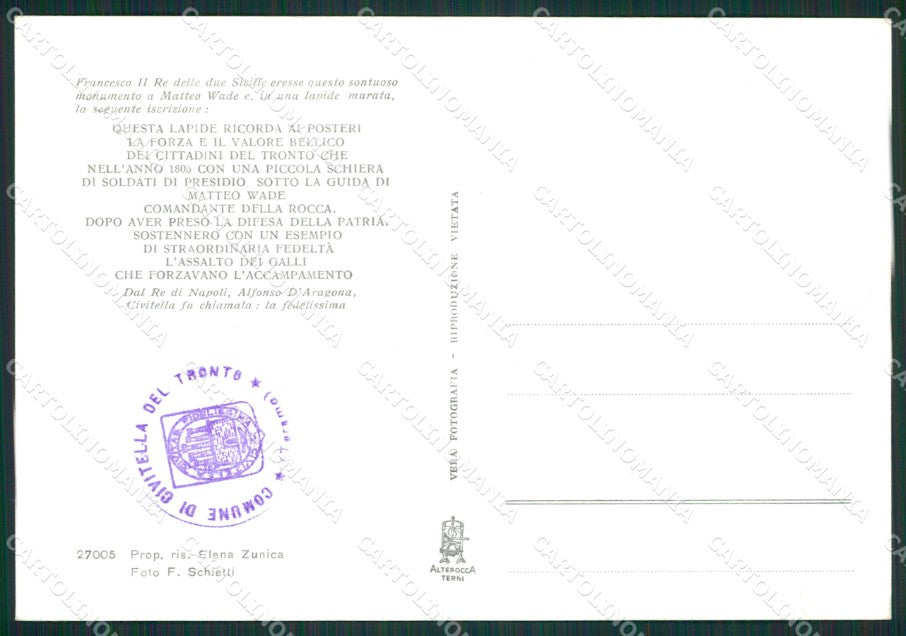 Teramo Civitella del Tronto Foto FG cartolina ZK0159 – retro