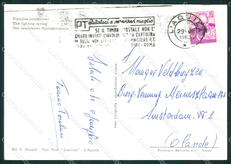 L'Aquila Città Foto FG cartolina ZK0166 – retro
