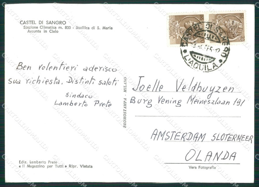 L'Aquila Castel Di Sangro Foto FG cartolina ZK0181 – retro