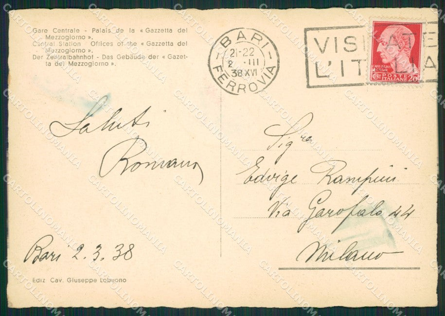 Bari Città Stazione Centrale FG cartolina ZK0191 – retro