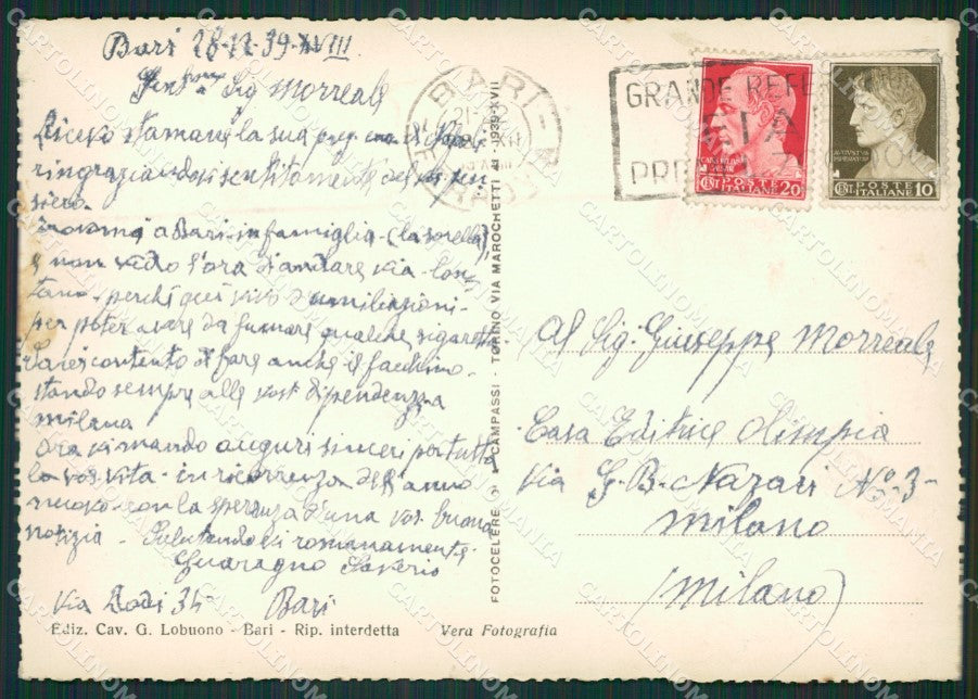 Bari Città Foto FG cartolina ZK0225 – retro