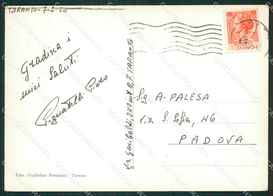 Taranto Città Foto FG cartolina ZK0239 – retro