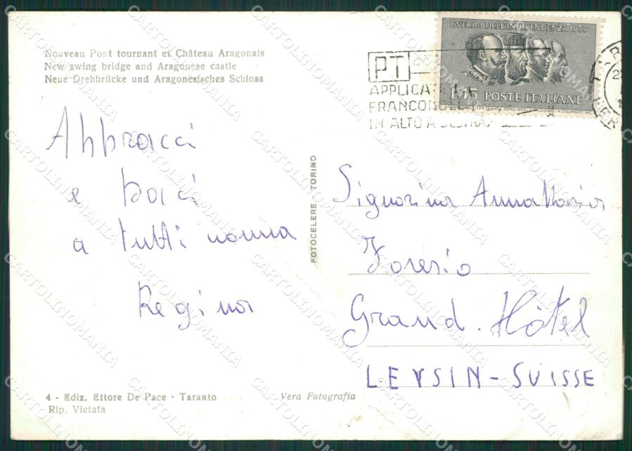 Taranto Città corriera PIEGHINA Foto FG cartolina ZK0241 – retro