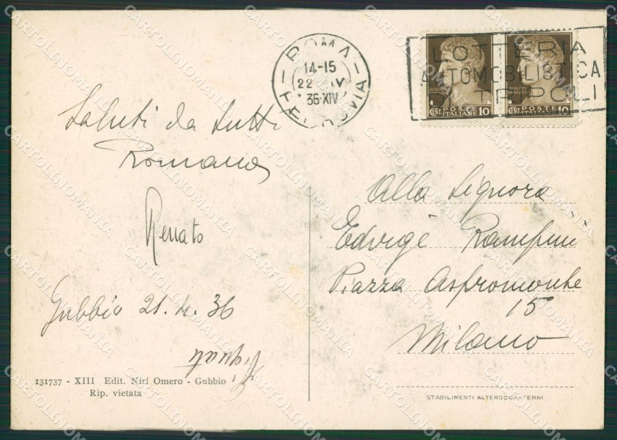 Perugia Gubbio FG cartolina ZK0298 – retro