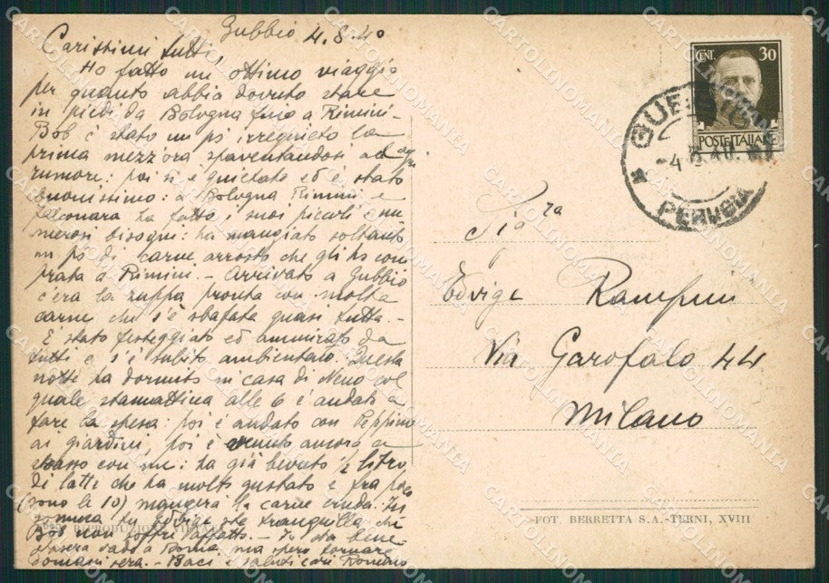 Perugia Gubbio FG cartolina ZK0300 – retro