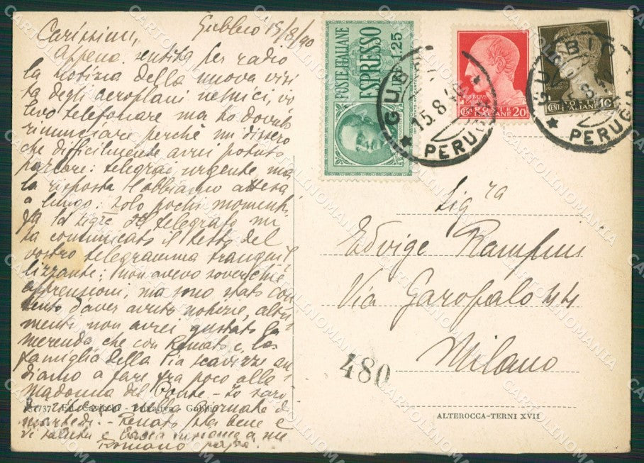 Perugia Gubbio PIEGHINA FG cartolina ZK0305 – retro