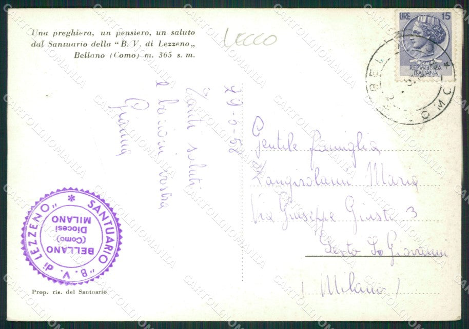 Lecco Bellano Lezzeno Corriera Foto FG cartolina ZK0377 – retro