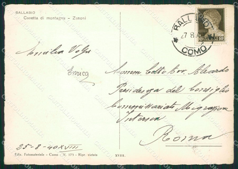 Lecco Ballabio PIEGHINA Foto FG cartolina ZK0400 – retro