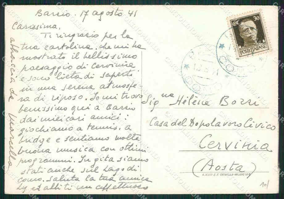 Lecco Barzio Foto FG cartolina ZK0424 – retro