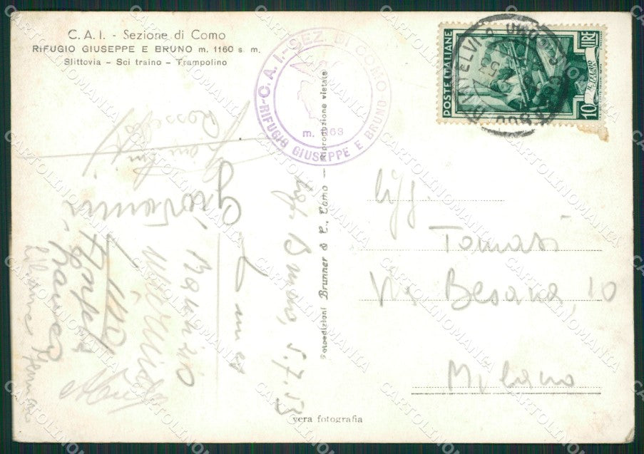 Como Valle Intelvi Sci Rifugio Giuseppe Bruno Foto FG cartolina ZK0440 – retro