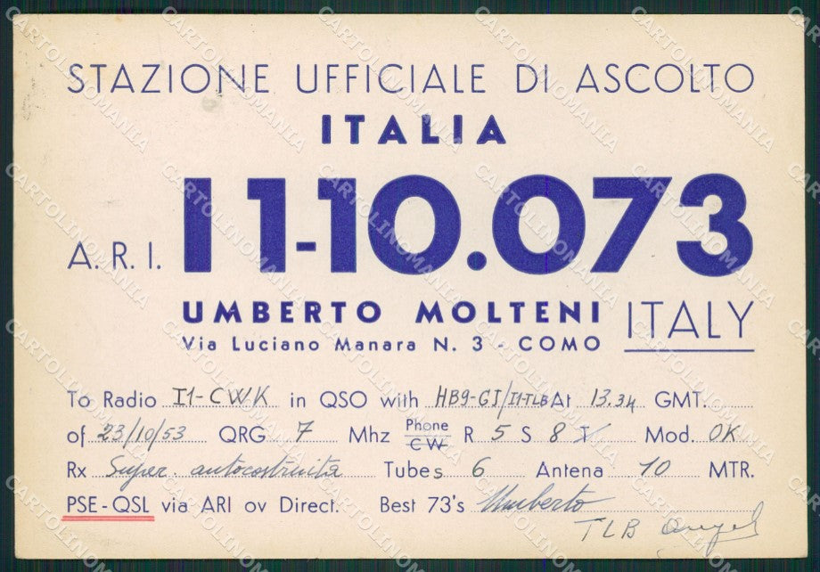 Como Città Battello Radio Amatori FG cartolina ZK0468 – retro