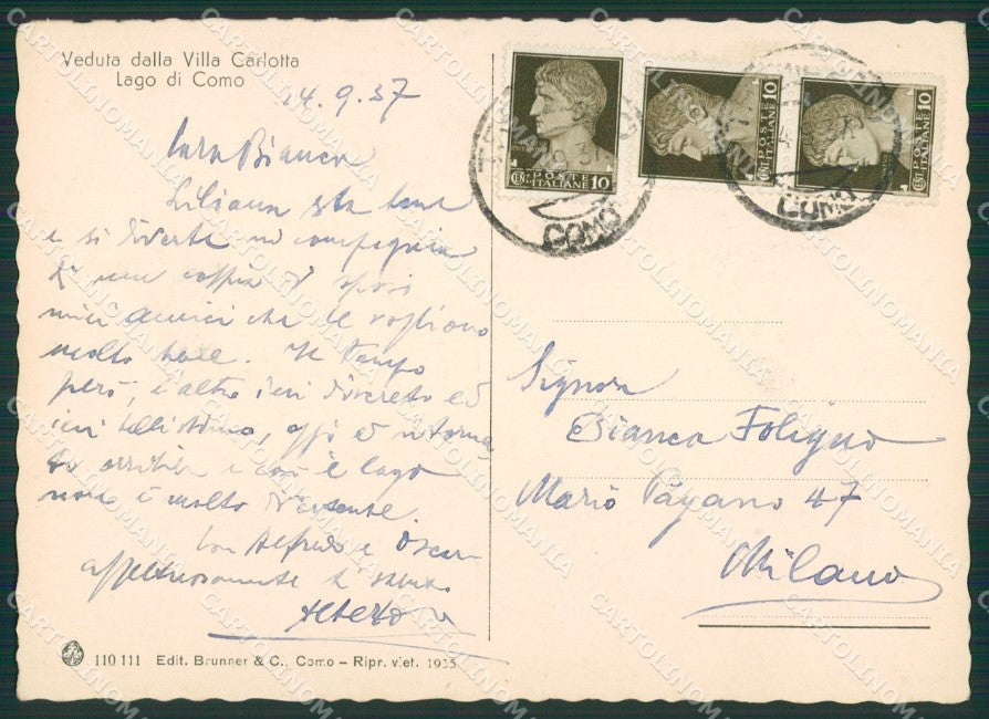 Como Città Villa Carlotta Battello FG cartolina ZK0474 – retro