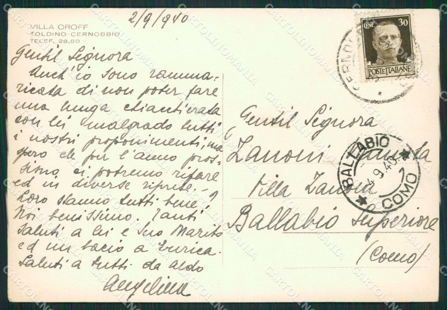 Como Cernobbio Toldino Foto FG cartolina ZK0574 – retro