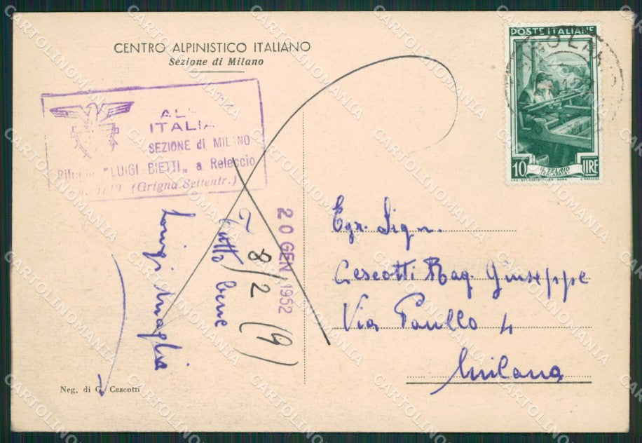 Lecco Mandello Lario Rifugio Bietti Cai FG cartolina ZK0638 – retro