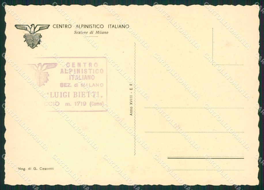 Lecco Mandello Lario Rifugio Bietti Cai FG cartolina ZK0640 – retro