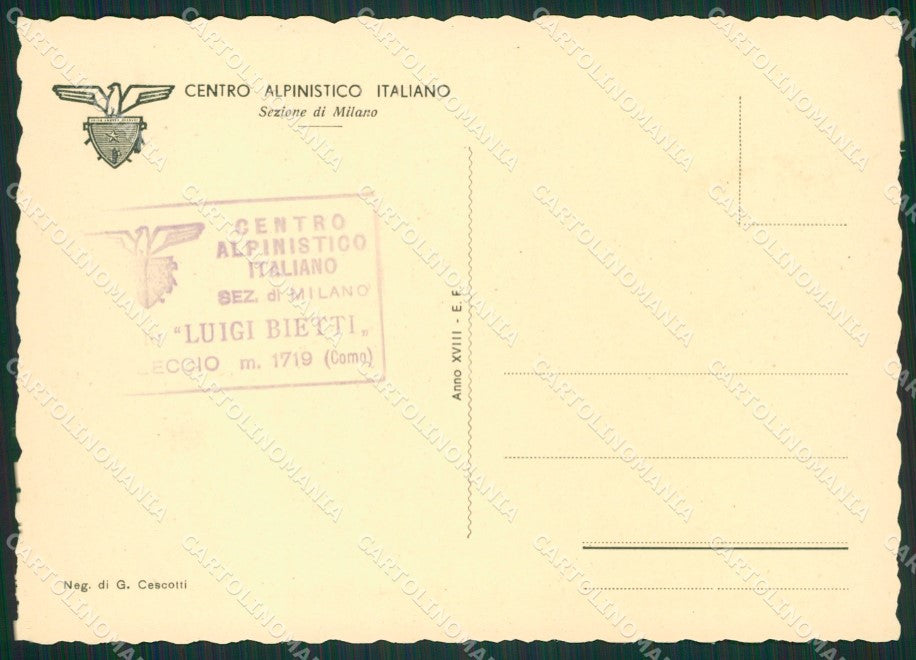 Lecco Mandello Lario Rifugio Bietti Cai FG cartolina ZK0641 – retro
