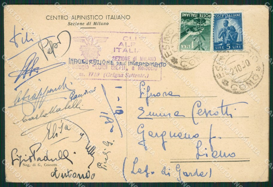 Lecco Mandello Lario Rifugio Bietti Cai FG cartolina ZK0644 – retro