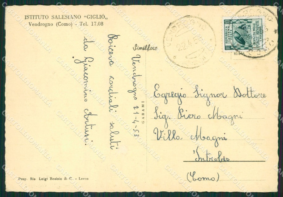 Lecco Vendrogno FG cartolina ZK0653 – retro