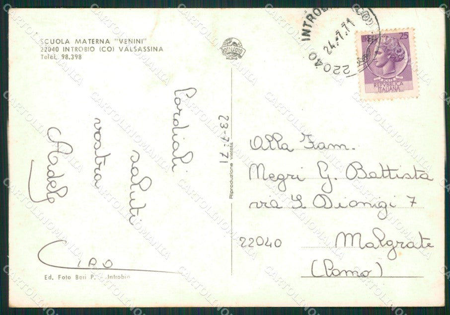Lecco Introbio PIEGHINA Foto FG cartolina ZK0693 – retro