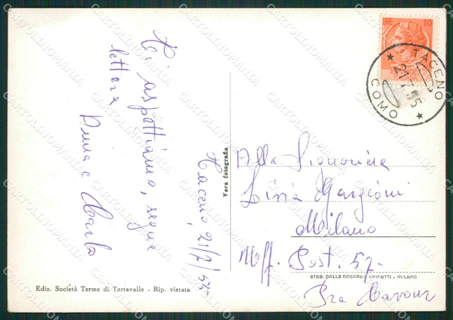 Lecco Taceno Tartavalle Terme Foto FG cartolina ZK0695 – retro