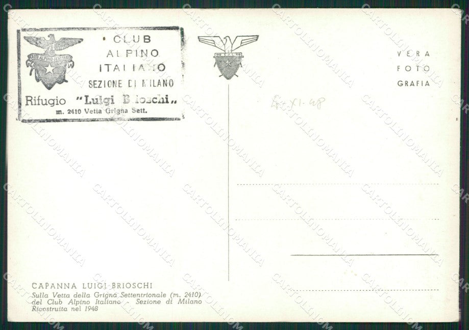 Lecco Pasturo Rifugio Brioschi Cai Foto FG cartolina ZK0698 – retro