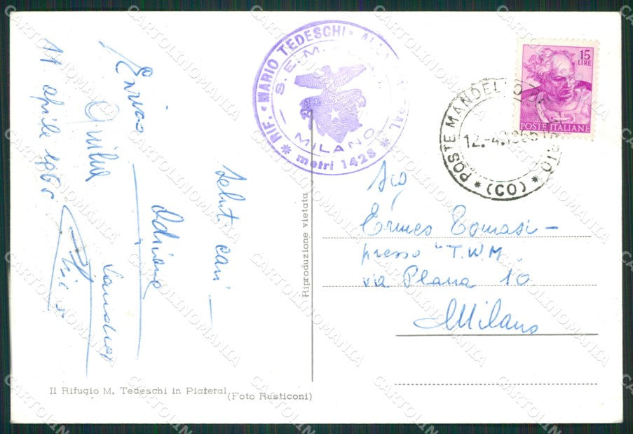 Lecco Pasturo Rifugio Tedeschi Cai Foto FG cartolina ZK0711 – retro