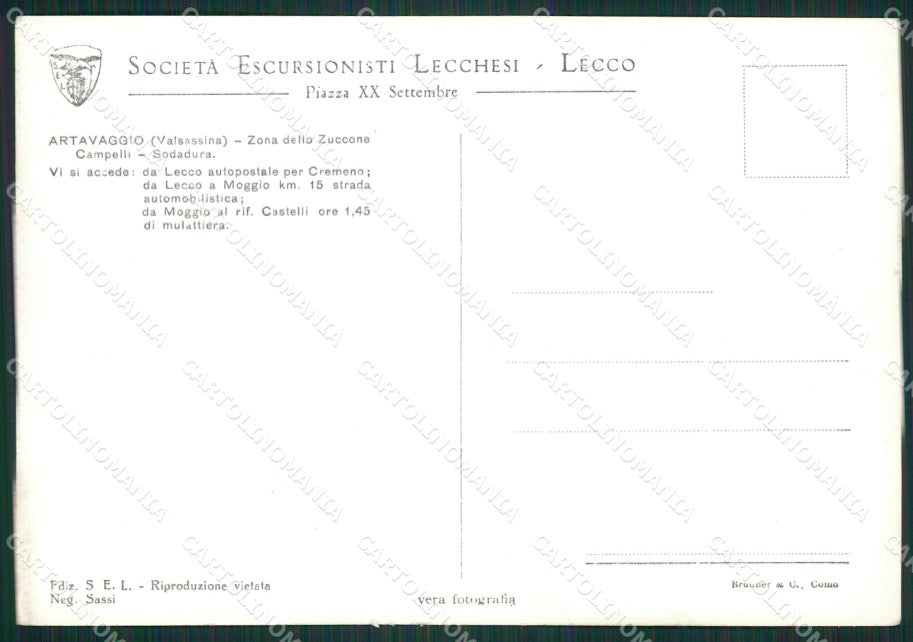 Lecco Moggio Artavaggio Rifugio Castelli Foto FG cartolina ZK0722 – retro