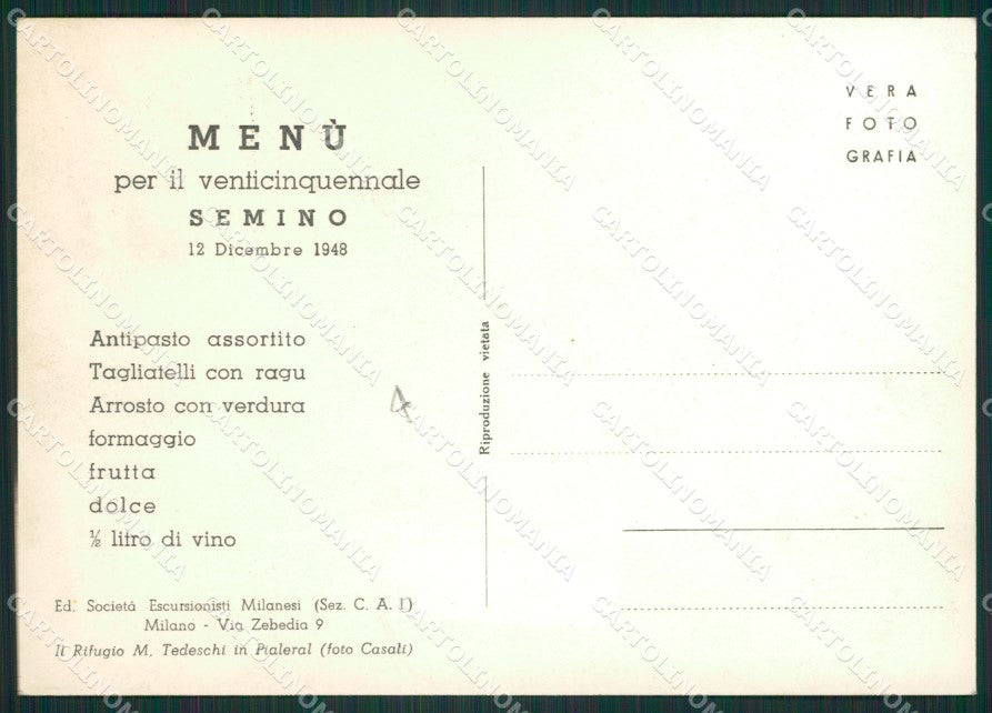 Lecco Pasturo Rifugio Tedeschi Foto FG cartolina ZK0740 – retro