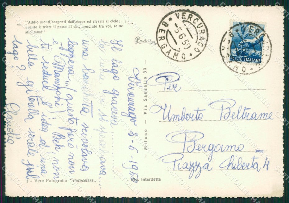 Lecco Promessi Sposi Alessandro Manzoni Foto FG cartolina ZK0764 – retro