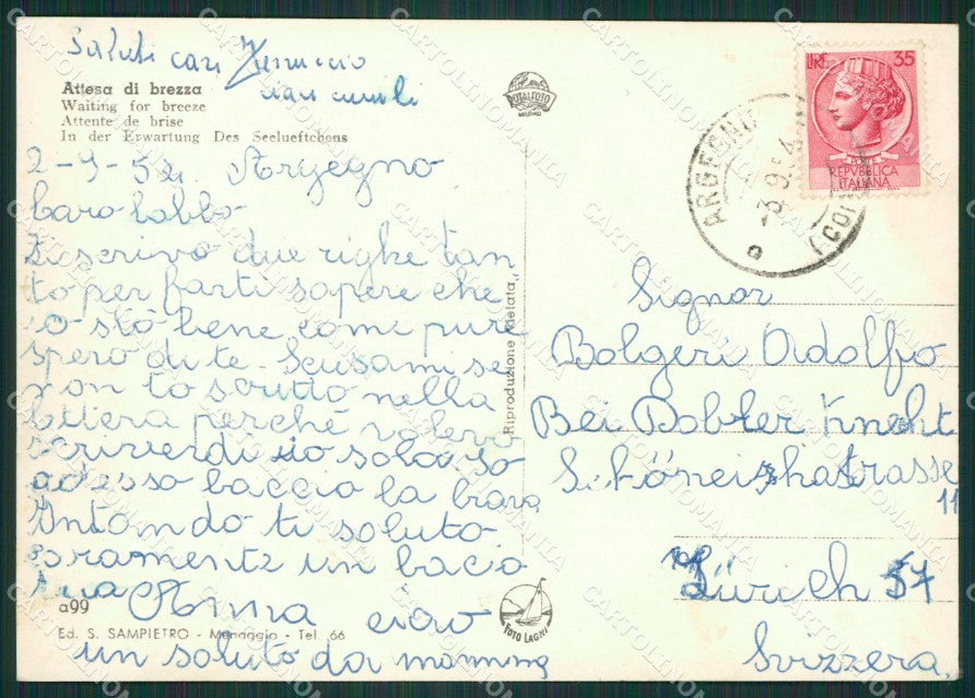 Como Argegno Barca a vela Foto FG cartolina ZK0775 – retro