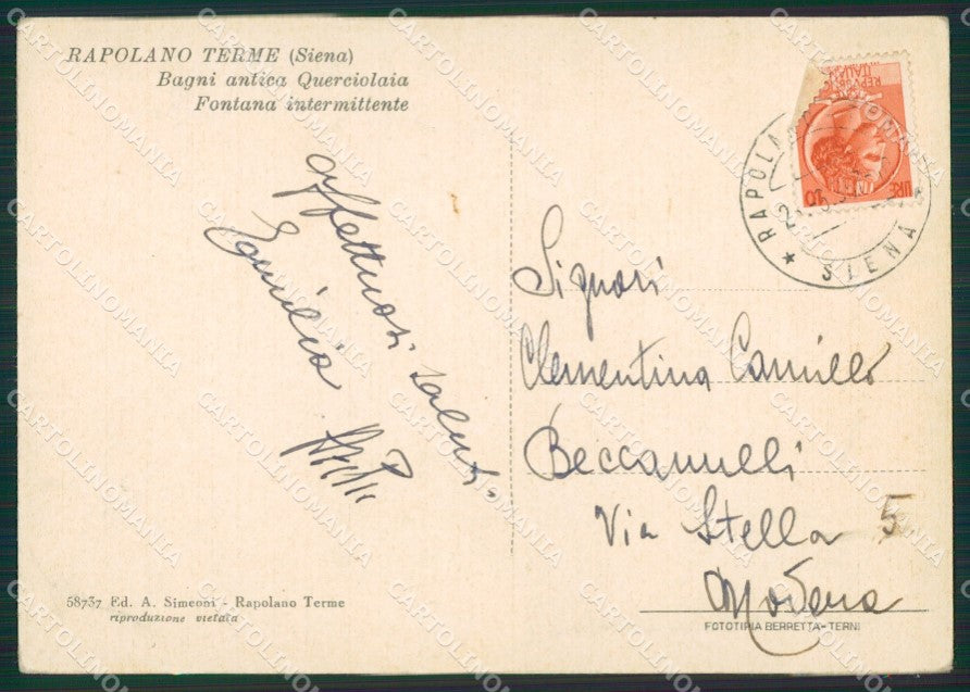Siena Rapolano Terme FG cartolina ZK0781 – retro