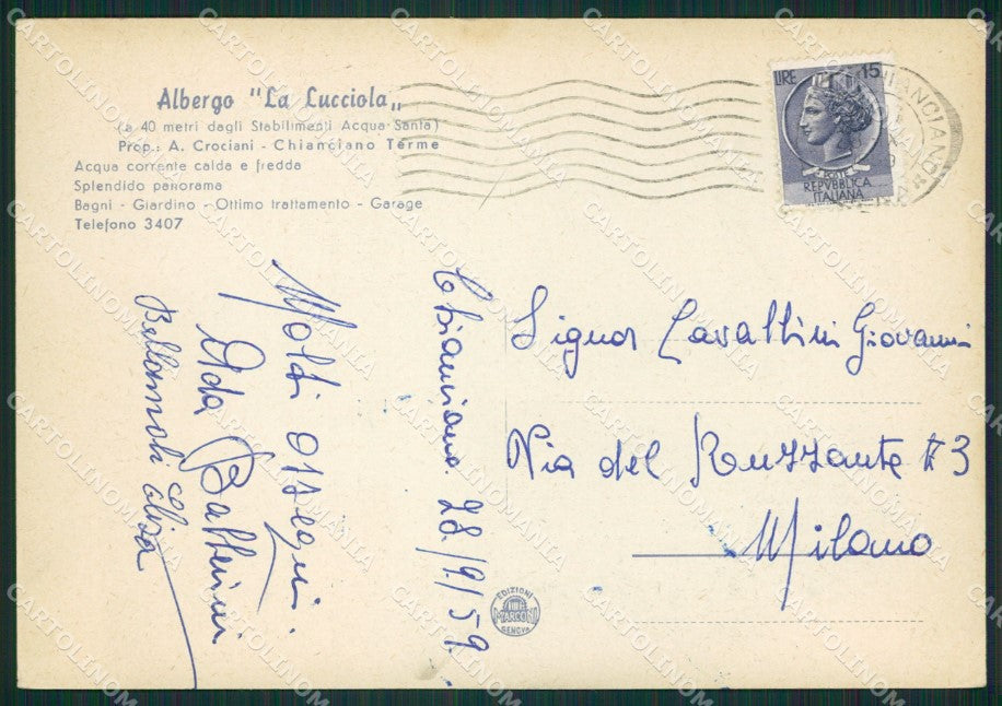 Siena Chianciano Terme FG cartolina ZK0818 – retro