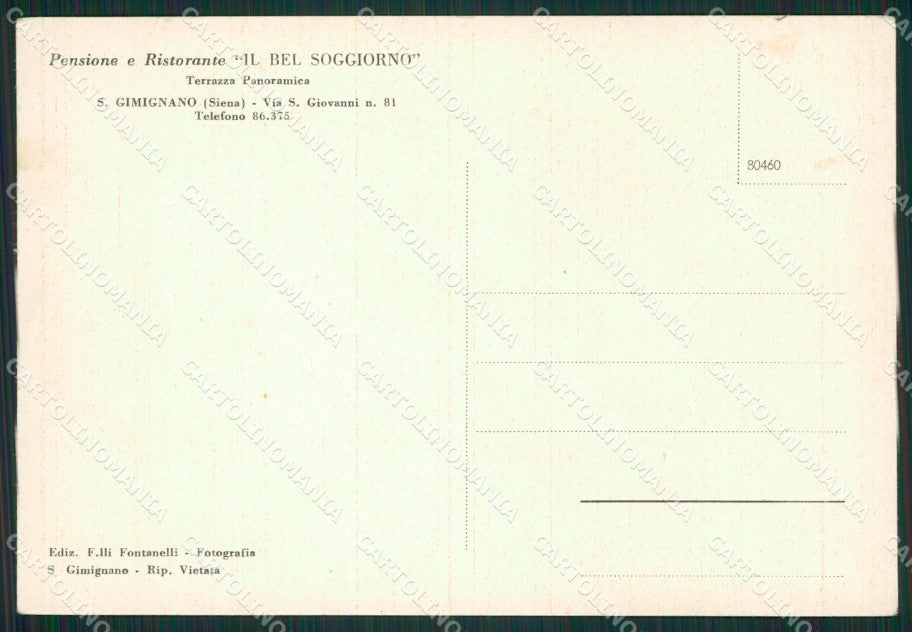 Siena San Gimignano FG cartolina ZK0820 – retro