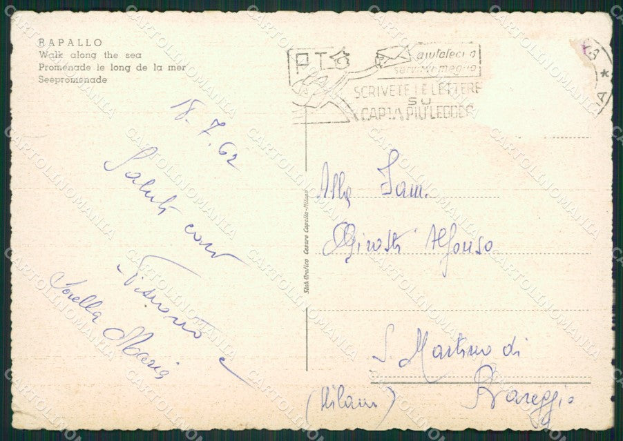 Genova Rapallo Auto PIEGHINA FG cartolina ZK0836 – retro