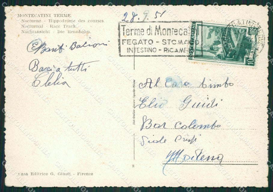 Pistoia Montecatini Terme Ippodromo FG cartolina ZK0852 – retro