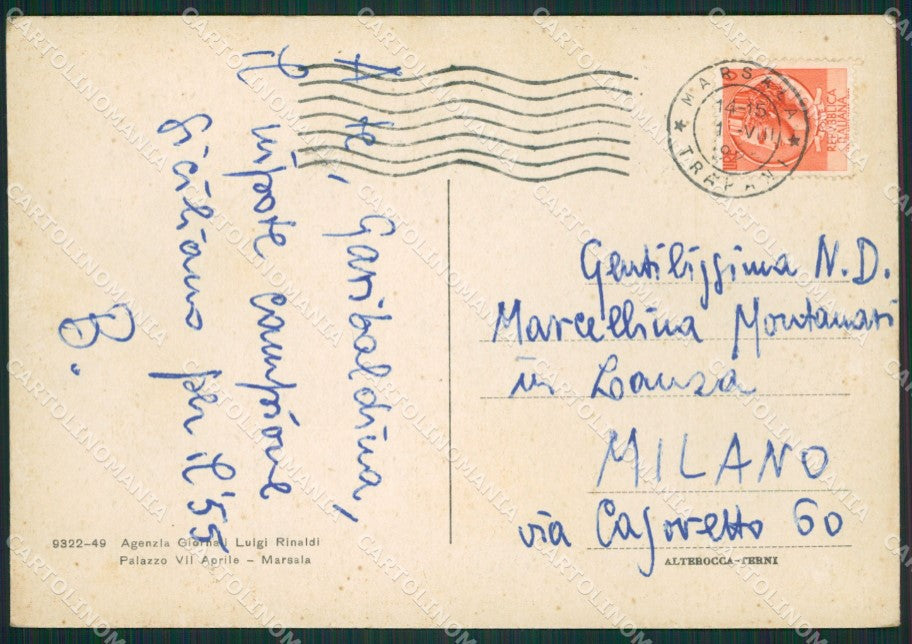 Trapani Marsala Porta Garibaldi FG cartolina ZK0887 – retro