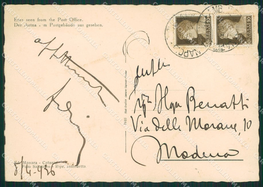 Catania Etna Poste FG cartolina ZK0912 – retro