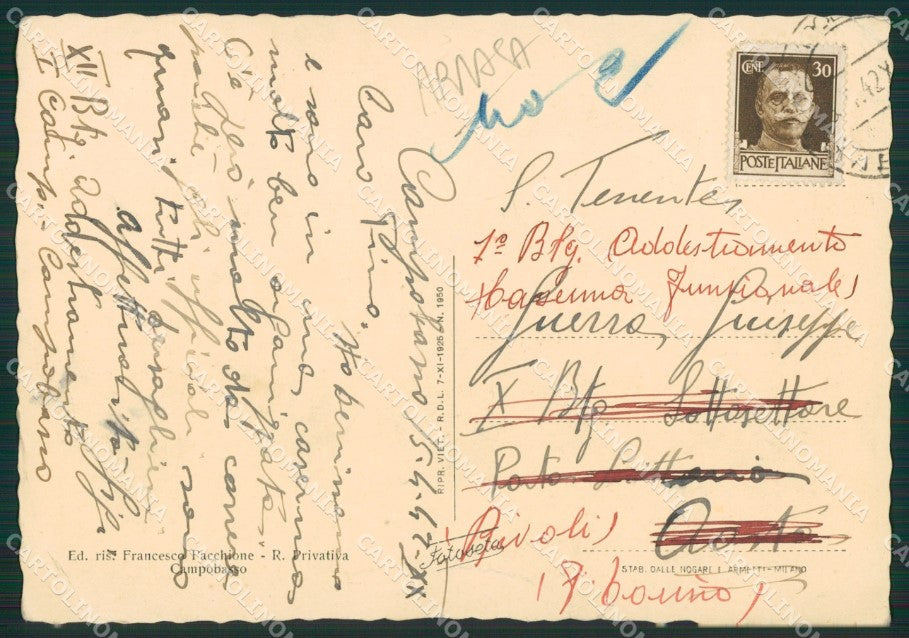 Campobasso Città ABRASA PIEGHINE FG cartolina ZK0918 – retro