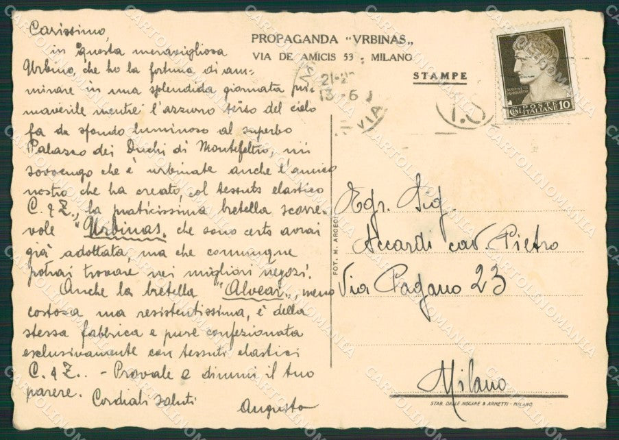 Pesaro Urbino FG cartolina ZK0949 – retro
