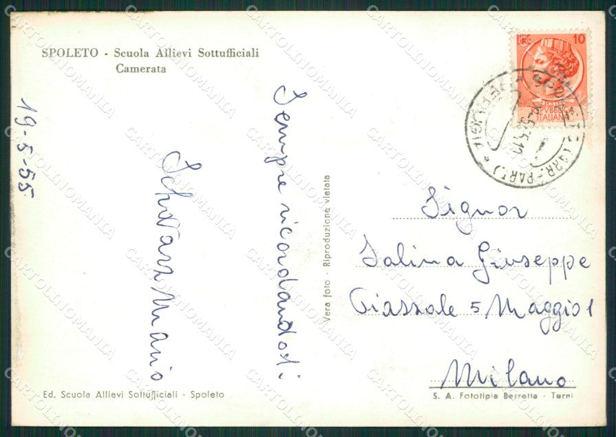 Perugia Spoleto Scuola Allievi Sottufficiali Foto FG cartolina ZK1061 – retro