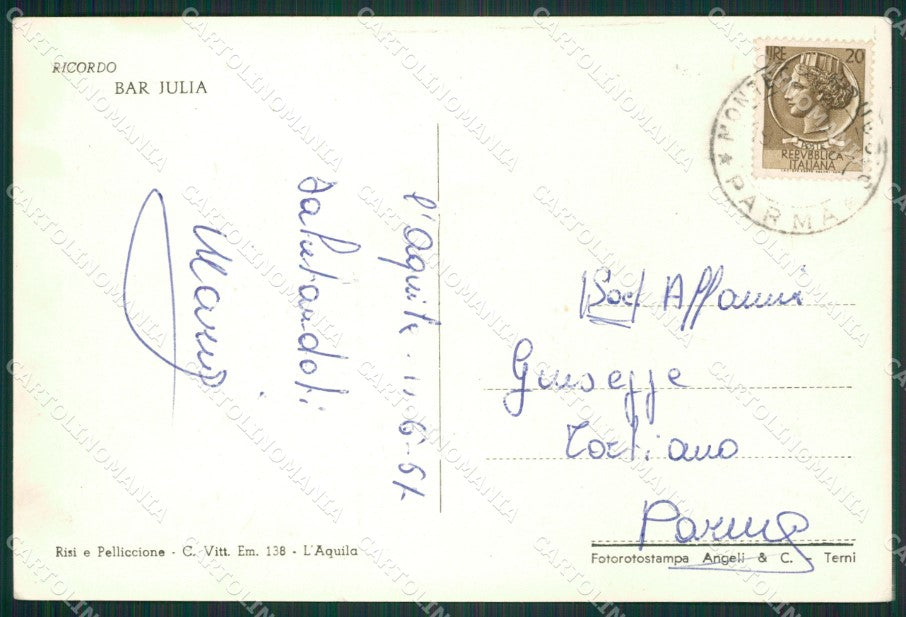 L'Aquila Città Caserma Francesco Rossi Foto FG cartolina ZK1081 – retro